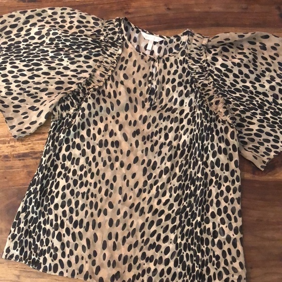 Rebecca Taylor Pebbled Leopard Silk Blend Top XS - Picture 2 of 6